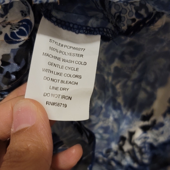 Notations Y2K floral Blue Mesh Fringe Cardigan Size Petite XL - Picture 6 of 6